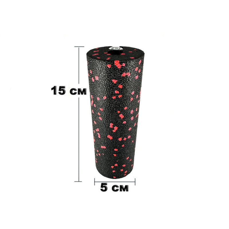 Масажний ролик (валик) EasyFit EPP, Довжина 15 см, Діаметр 5 см, EPP-піна, для МФР, фітнесу, йоги та реабілітації, Чорно-червоний