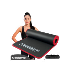 Килимок для йоги та фітнесу EasyFit Flex Pro з чохлом, 180x60, товщина 10 мм, NBR, текстурована нековзна поверхня, чорний із червоним кантом