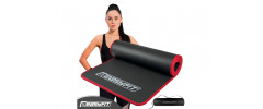 Килимок для йоги та фітнесу EasyFit Flex Pro з чохлом, 180x60, товщина 10 мм, NBR, текстурована нековзна поверхня, чорний із червоним кантом