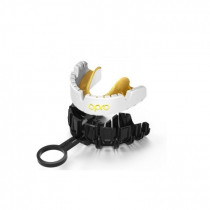 Капа OPRO Gold Braces под брекеты, Взрослая (возраст 11+) White/Gold, Посадка: кипячение и компрессионная клетка, Медицинский полимер, Гель Hi-Flow, Бело-золотой