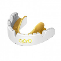 Капа OPRO Gold Braces под брекеты, Взрослая (возраст 11+) White/Gold, Посадка: кипячение и компрессионная клетка, Медицинский полимер, Гель Hi-Flow, Бело-золотой