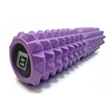 Масажний ролик EasyFit Solid Grid Roller v.2.2s, Довжина 45 см, Діаметр 13 см, Цілісний каркас, EVA-піна з масажною 3D поверхнею, для МФР, фітнесу, йоги та реабілітації, Фіолетовий