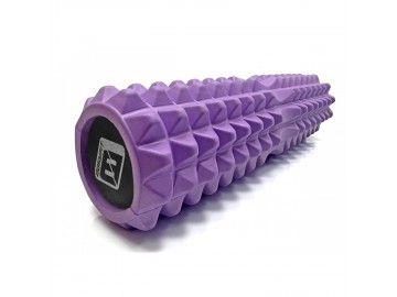 Массажный ролик EasyFit Solid Grid Roller v.2.2s, Длина 45 см, Диаметр 13 см, Цельный каркас, EVA-пена с массажной 3D поверхностью, для МФР, фитнеса, йоги и реабилитации, Фиолетовый