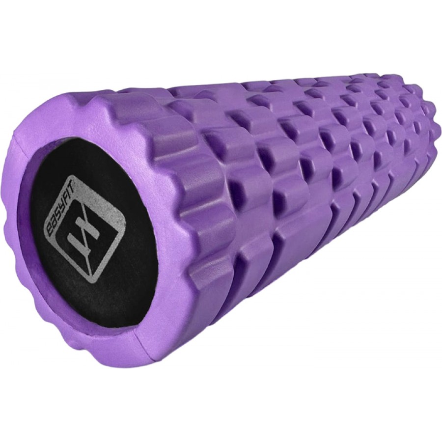 Массажный ролик EasyFit Solid Grid Roller Mini, Длина 30 см, Диаметр 10 см, Цельный каркас, EVA-пена с 3D массажной поверхностью, для МФР, фитнеса, йоги и реабилитации, Фиолетовый