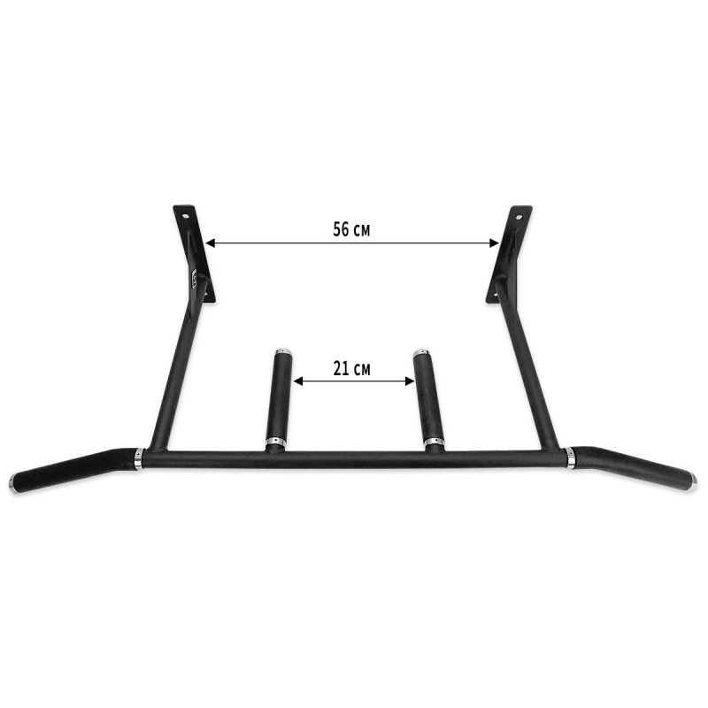 Турник на стену EasyFit ChinUP, Максимальная нагрузка 450 кг, Длина 113 см, Вес 5,35 кг, Сталь, Прорезиненные ручки, Черный