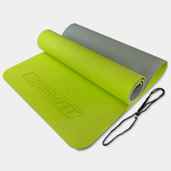 Двухслойный коврик EasyFit для пилатеса, фитнеса и йоги, 183x61 см, толщина 6 мм, TPE/TC, ECO-Friendly, лимонно-серый