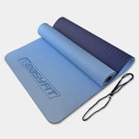 Двухслойный коврик EasyFit для пилатеса, фитнеса и йоги, 183x61 см, толщина 6 мм, TPE/TC, ECO-Friendly, голубо-синий