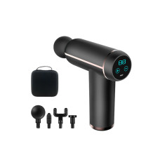 Масажний пістолет EasyFit Impact (портативний вібромасажер для тіла) з 4 насадками, 32 рівні інтенсивності, Сенсорний дисплей, Чорний, Для глибокого м'язового масажу, полегшення болю, відновлення після тренувань