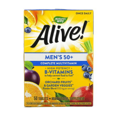 Мультивітаміни для чоловіків 50+, Alive! Men's 50+, Nature's Way, 50 таблеток