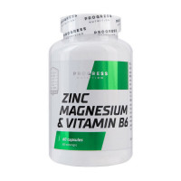 Цинк Магний Витамин В6, Zinc Magnesium & Vitamin B6, Progress Nutrition, 60 капсул