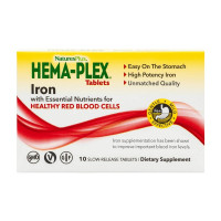 Железо, Hema-Plex Iron Tablets, Natures Plus, 10 таблеток
