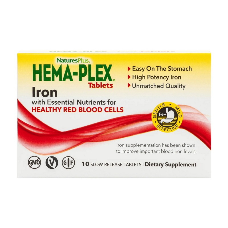 Железо, Hema-Plex Iron Tablets, Natures Plus, 10 таблеток Железо, Hema-Plex Iron Tablets, Natures Plus, 10 таблеток