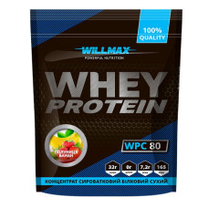 Протеїн Whey Protein 80%, Willmax, 920 грам (Полуниця-банан)