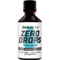 Ароматизатор з підсолоджувачем без цукру, Zero Drops, BioTech, 50 мл (Кокосовий макарун)