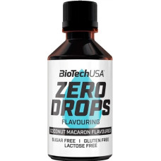 Ароматизатор з підсолоджувачем без цукру, Zero Drops, BioTech, 50 мл (Кокосовий макарун)