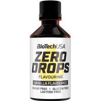 Ароматизатор з підсолоджувачем без цукру, Zero Drops, BioTech, 50 мл (Ваніль)