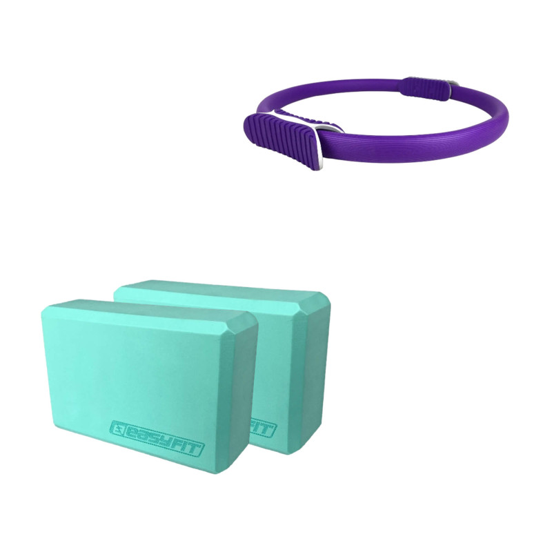 Набір для йоги №5 "Гнучкість і баланс PRO 2в1". Склад набору: 2 блоки для йоги та кільце для пілатесу 