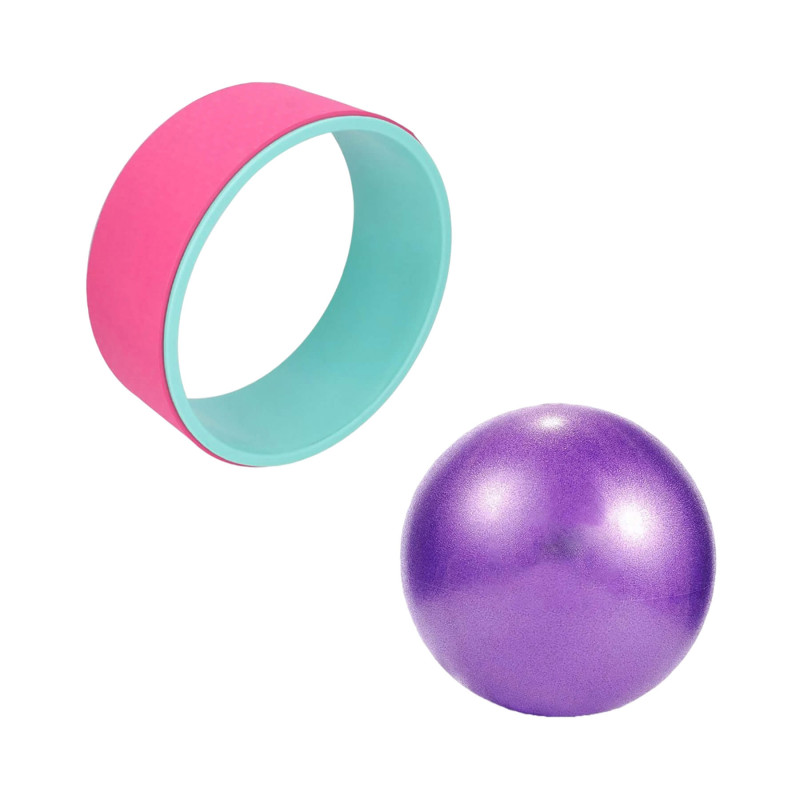 Набор для йоги и пилатеса №1 "Баланс и Сила 2в1". Состав набора: Мяч для пилатеса и колесо для йоги