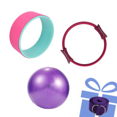 Набор для йоги и пилатеса EasyFit "Баланс и Сила 4в1". Состав набора: Мяч для пилатеса, колесо для йоги, кольцо для пилатеса + ремень для йоги в подарок