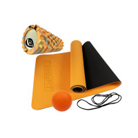 Набір для фітнесу EasyFit: Двошаровий килимок 183x61 см, товщина 6 мм, TPE/TC + Масажний ролик Grid Roller v.1.1 Multi , Довжина 33 см, Діаметр 14 см, пластик, EVA + Масажний м'ячик, Діаметр 6,5 см, Каучук