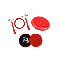 Набір для фітнесу EasyFit: Швидкісна скакалка Speed Cable Rope, 3 м, Сталь, Пластик + Балансувальна масажна подушка, Діаметр 33 см, Гума + Диски для глайдингу (пара), Діаметр 18 см, Пластик