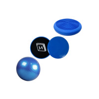 Набір для фітнесу EasyFit: М'яч для фітнесу, Діаметр 55 см, Максимальне навантаження 120 кг, ПВХ + Балансувальна масажна подушка, Діаметр 33 см, Гума + Диски для глайдингу (пара), Діаметр 18 см, Пластик