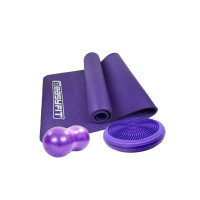 Набор для фитнеса EasyFit: Коврик 180x60 см, толщина 10 мм, NBR + Мяч для фитнеса Peanut (фитбол орех-арахис), Диаметр 45 см, Длина 90 см + Балансировочная массажная подушка Cushion-2, Диаметр 32 см, Максимальная нагрузка 120 кг, ПВХ