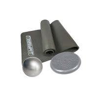 Набор для фитнеса EasyFit: Коврик 180x60 см, толщина 10 мм, NBR + Мяч для фитнеса, Диаметр 65 см, Нагрузка 120 кг, ПВХ + Балансировочная массажная подушка, Диаметр 33 см, Максимальная нагрузка 120 кг, Резина