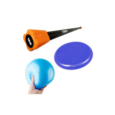 Набір для фітнесу EasyFit: Бодібар (Body Bar), Вага 1 кг, Метал, Неопрен + М'яч для пілатесу, Діаметр 20 см, ПВХ, Латекс + Балансувальна масажна подушка, Діаметр 33 см, Максимальне навантаження 120 кг, Гума