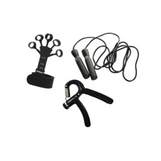 Набір для фітнесу: Швидкісна скакалка EasyFit з підшипником, Довжина 280 см, Пластик + Еспандер для пальців рук EasyFit Spiderweb, Довжина 10 см, Ширина 11,5 см, Силікон + Еспандер для кисті EasyFit, Навантаження 10-40 кг, Сталь, Пластик