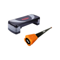 Набір для фітнесу EasyFit Step-B 3-ступенева + Body Bar EasyFit 1 кг, 80×30 см, пластик/метал, сірий