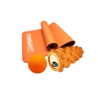 Набір для йоги: Килимок для фітнесу та йоги EasyFit NBR 10 мм + Масажний м'ячик EasyFit TPR 6 см + Масажний ролик EasyFit Grid Roller PRO 33 см