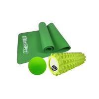 Набір для йоги: Килимок для фітнесу та йоги EasyFit NBR 10 мм + Масажний ролик EasyFit Grid Roller 33 см v.1.2 + Масажний м'ячик EasyFit TPR 6 см