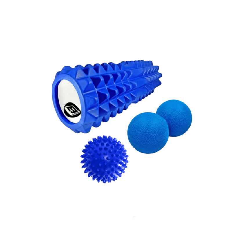 Набор для МФР: Массажный роллер EasyFit Foam Roller 33 см + Массажный мячик EasyFit TPR двойной 12х6 см + Массажный мячик EasyFit TPR 6 см