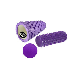 Набір для МФР: Масажний циліндр EasyFit Spindle з шипами + Масажний ролик EasyFit Grid Roller 33 см v.1.1 + Масажний м'ячик EasyFit TPR 6 см