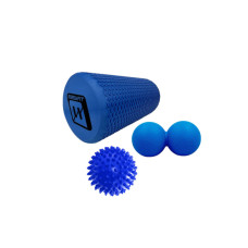 Набір для МФР: Масажний ролик EasyFit Foam Roller 30 см + Масажний м'ячик EasyFit PVC 7.5 см жорсткий + Масажний м'ячик EasyFit TPR подвійний 12х6 см