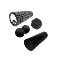 Набір для МФР: Масажний ролик EasyFit PolyFoam Roller EPP 45 см + Масажний ролик EasyFit Grid Roller 45 см v.2.1+ Масажний м'ячик EasyFit TPR подвійний 12х6 см + Масажний м'ячик EasyFit PVC 9 см жорсткий