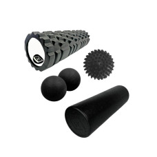 Набір для МФР: Масажний ролик EasyFit PolyFoam Roller EPP 45 см + Масажний ролик EasyFit Grid Roller 45 см v.2.1+ Масажний м'ячик EasyFit TPR подвійний 12х6 см + Масажний м'ячик EasyFit PVC 9 см жорсткий