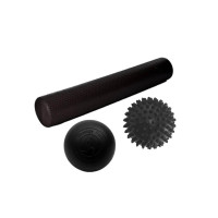 Набір для йоги: Масажний ролик EasyFit Foam Roller 90 см + Масажний м'ячик EasyFit каучук 6.5 см + Масажний м'ячик EasyFit PVC 9 см жорсткий