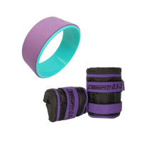 Набір для йоги та пілатесу EasyFit №1 “Гармонія руху 2в1”. Склад набору: Обтяжувачі для ніг і рук EasyFit (набірні, пара) та колесо для йоги