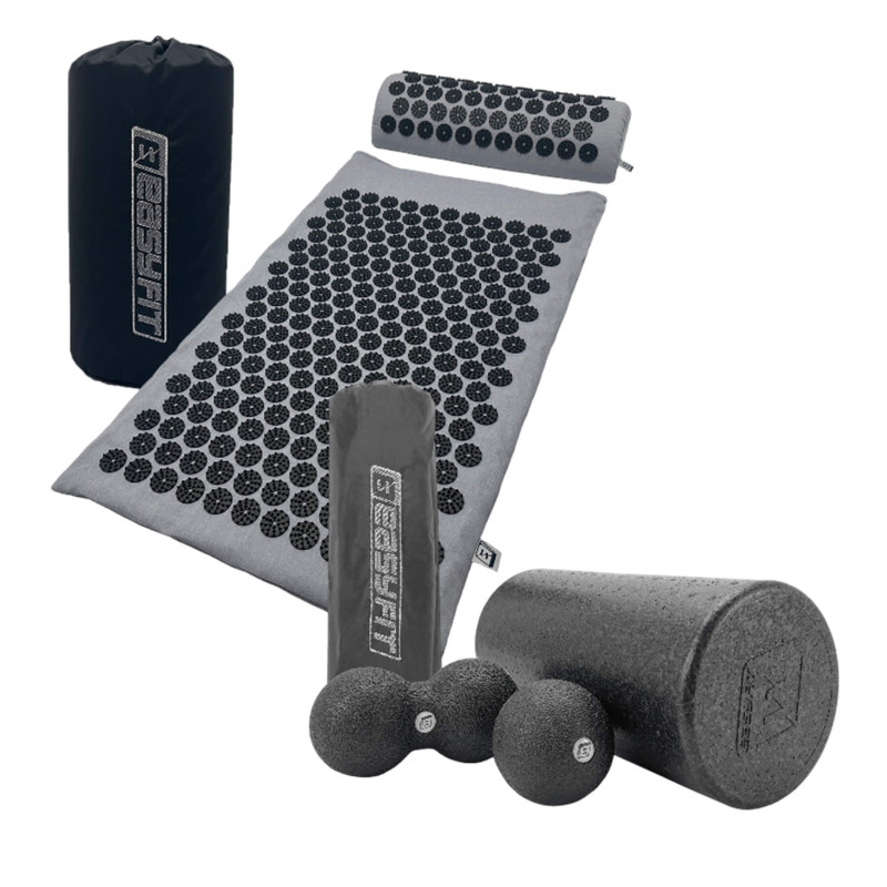 Набор для восстановления и релаксации EasyFit №1 "Релакс и Тонус 2в1". Состав набора: МФР набор для массажа EasyFit MioSet-L (3в1) и массажный коврик Кузнецова с подушкой.