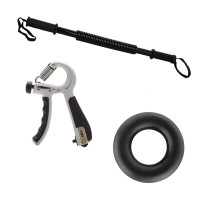 Набір силових еспандерів EasyFit “Сила рук 3в1”. Склад набору: силовий пружинний еспандер EasyFit Power Twister, еспандер кистьовий пружинний EasyFit з лічильником та еспандер для пальців рук EasyFit Spiderweb