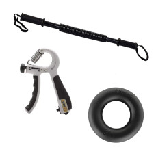 Набор силовых экспандеров EasyFit "Сила рук 3в1". Состав набора: силовой пружинный экспандер EasyFit Power Twister, экспандер кистевой пружинный EasyFit с счетчиком и экспандер для пальцев рук EasyFit Spiderweb