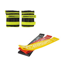 Набір для комплексних тренувань EasyFit “ФітБаланс 2в1”. Склад набору: гумові кільця (еспандери) EasyFit (3в1)+ набірні обтяжувачі для ніг і рук EasyFit (вага 0,5-2,5 кг), Зелений