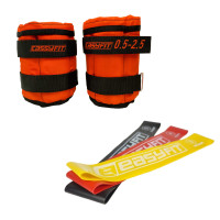 Набор для комплексных тренировок EasyFit "ФитБаланс 2в1". Состав набора: резиновые кольца (эспандеры) EasyFit (3в1) + наборные утяжелители для ног и рук EasyFit (вес 0,5-2,5 кг), Оранжевый