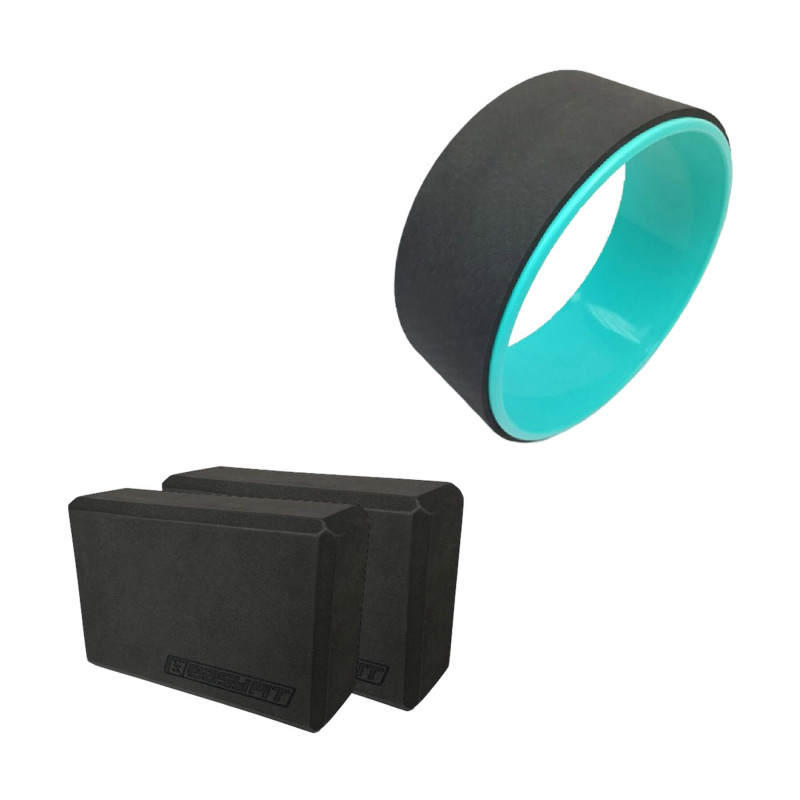 Набір для йоги №4 "Сила і гнучкість PRO 2в1". Склад набору: 2 блоки для йоги, колесо для розтяжки 