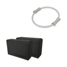 Набір для йоги №5 "Сила і гнучкість PRO 2в1". Склад набору: 2 блоки для йоги, кільце для пілатесу 