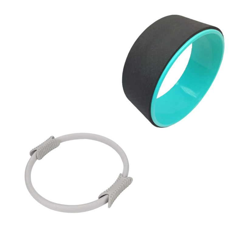 Набір для йоги №6 "Сила і гнучкість PRO 2в1". Склад набору: колесо для розтяжки, кільце для пілатесу 