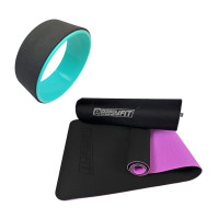 Набір для йоги №2 "Сила і гнучкість PRO 2в1". Склад набору: килимок, колесо для розтяжки 