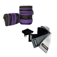 Набор для фитнеса EasyFit "Сила и Контроль 2в1". Состав набора: тканевые резинки (эспандеры) для фитнеса (3в1) + наборные утяжелители для ног и рук EasyFit (вес 0,5-2,5 кг), Фиолетовый